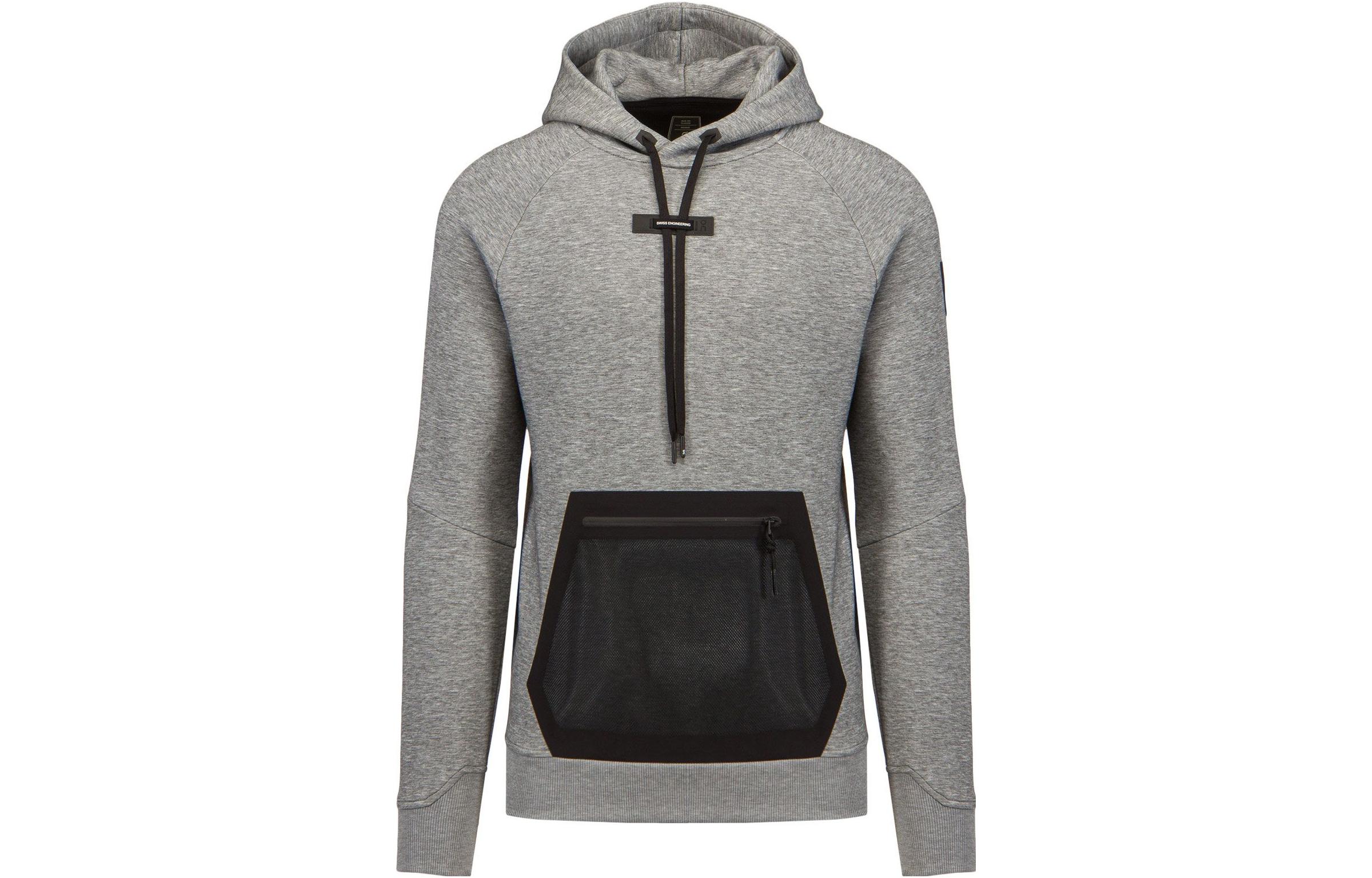 On Running Gray Solid Color Drawstring Hoodie Long Sleeve 11901076030
