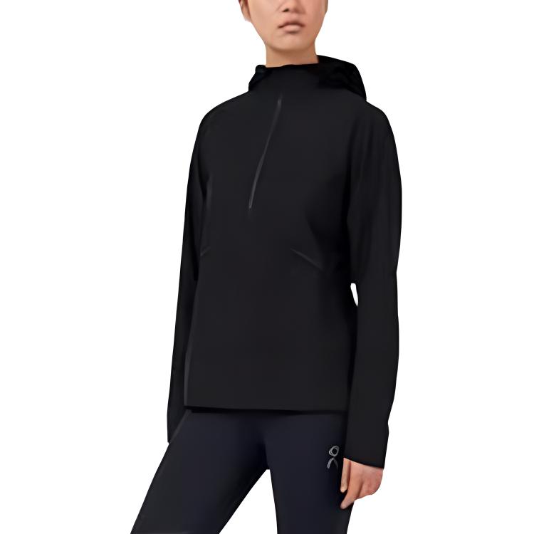 On Running Waterproof Anorak Hoodie Unisex Black ON1WD10160553