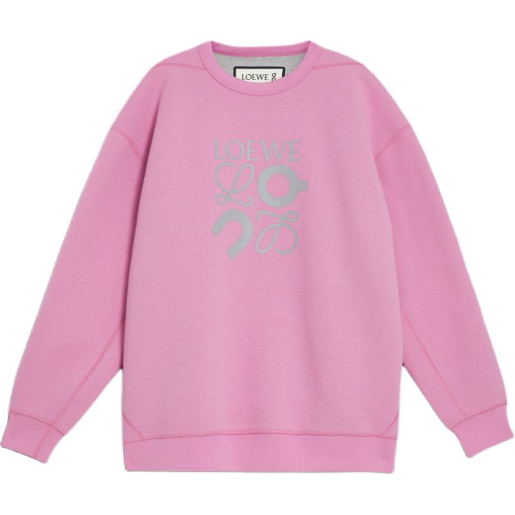 On X LOEWE Unisex Pink Crewneck Pullover Sweatshirt Long Sleeve 1UE10332503