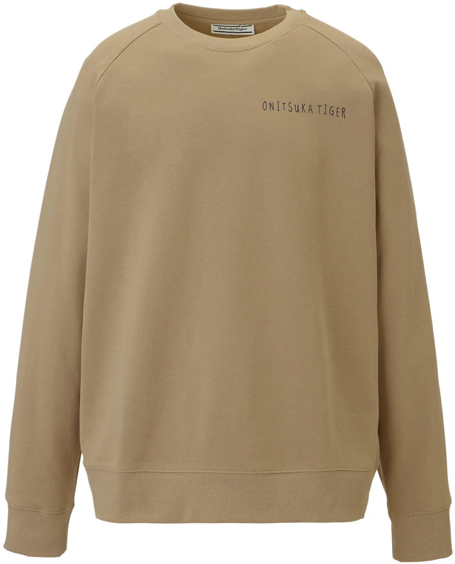 onitsuka-tiger-animal-logo-embroidery-unisex-khaki-crewneck-sweatshirt-2183-b182-250