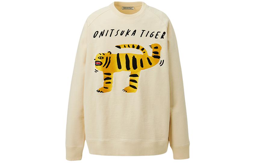 Onitsuka Tiger Animal Print Beige Pullover Crewneck Sweatshirt Unisex Casual 2183A996-750