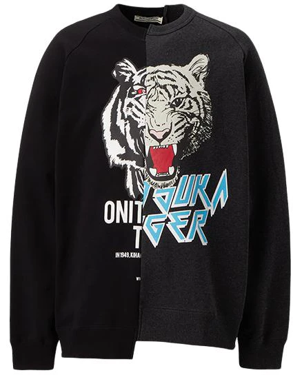 onitsuka-tiger-animal-print-colorblock-crewneck-sweatshirt-unisex-black-grey-2183-b054-001
