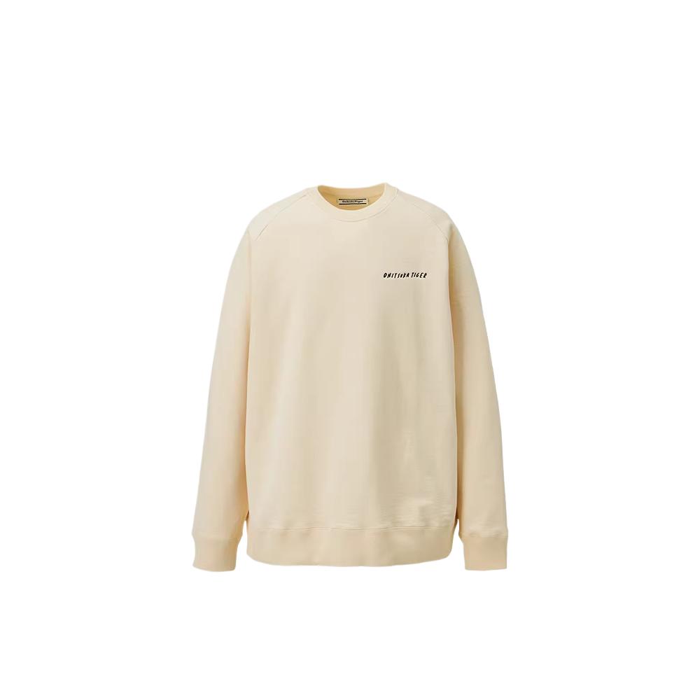 Onitsuka Tiger Beige Logo Crewneck Sweatshirt Unisex Casual Outdoor Long Sleeve 2183A997-750