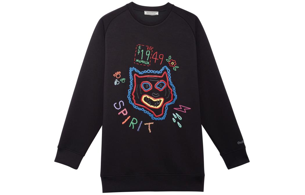 Onitsuka Tiger Black Cartoon Print Crewneck Long Sleeve Sweatshirt 2181A747-001