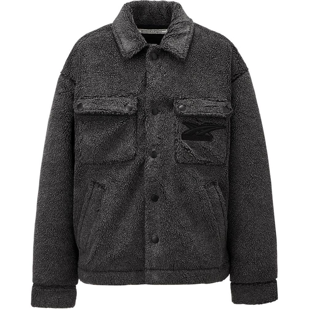 Onitsuka Tiger Black Casual Utility Jacket Long Sleeve Loose Fit 2181A726-001