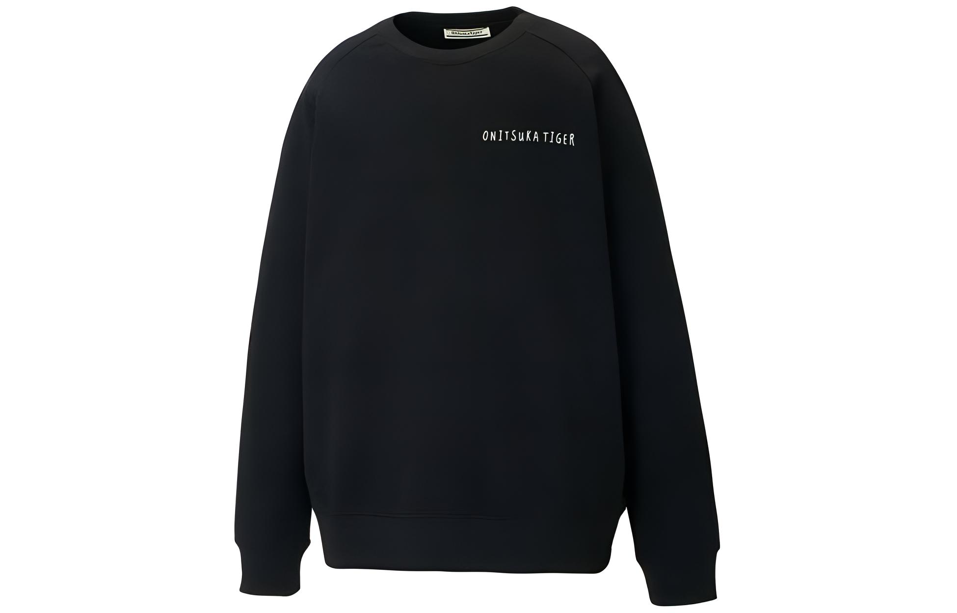 Onitsuka Tiger Black Crewneck Embroidered Long Sleeve Sweatshirt 2183B182-001