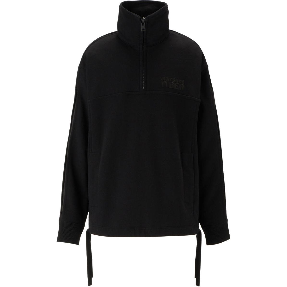 Onitsuka Tiger Black Half-Zip Sweatshirt - Comfortable Solid Color Pullover 2181A818-001