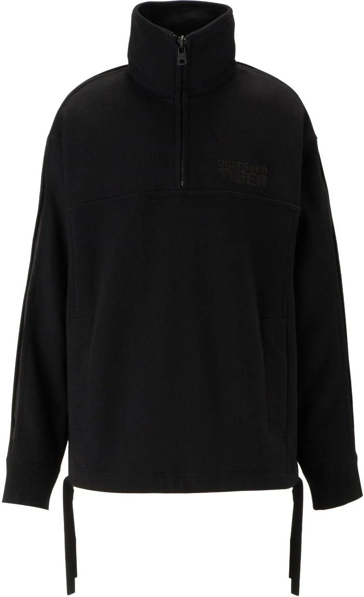 onitsuka-tiger-black-half-zip-sweatshirt-comfortable-solid-color-pullover-2181-a818-001