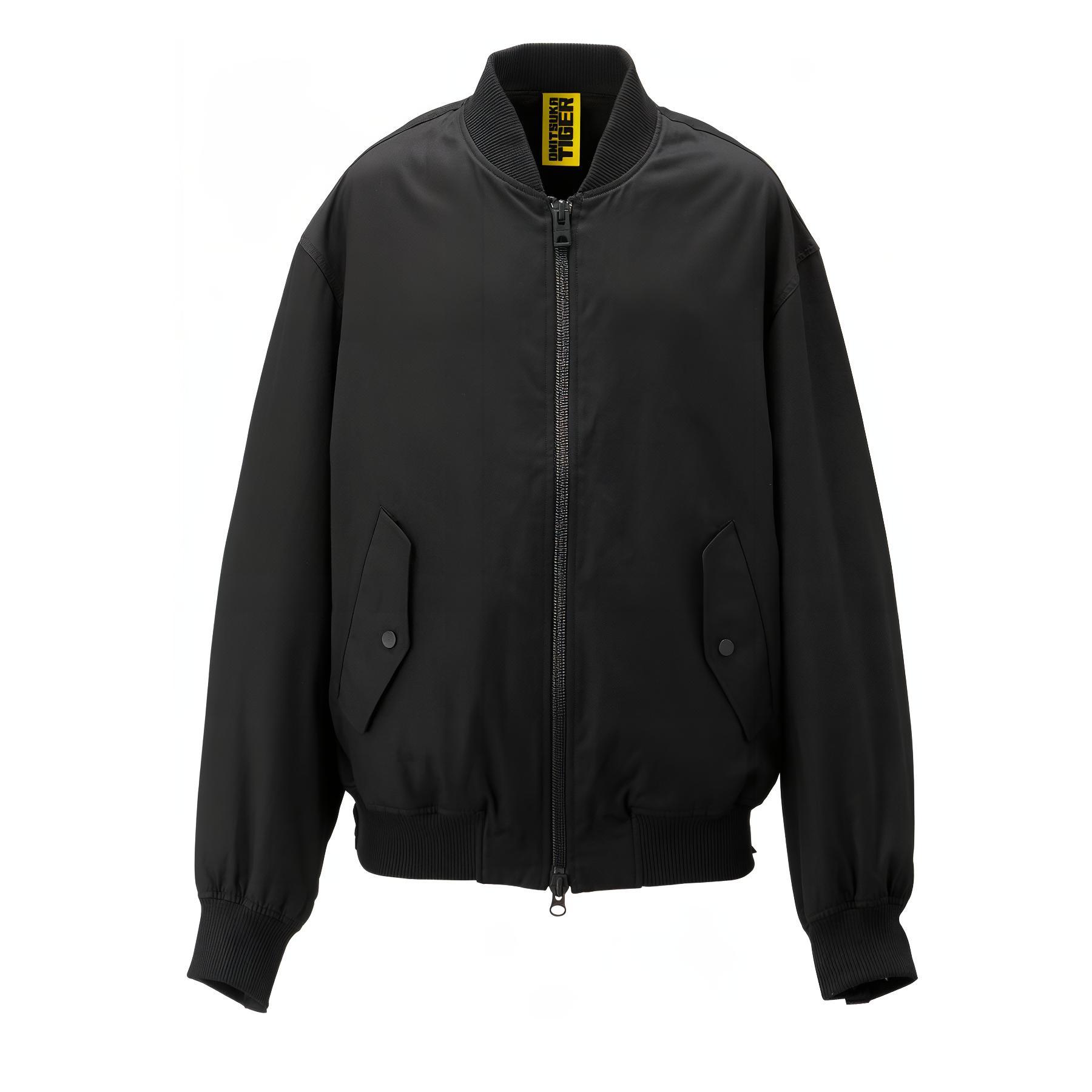 Onitsuka Tiger Black Zip-Up Jacket with Stand Collar, Long Sleeves 2181A856-001