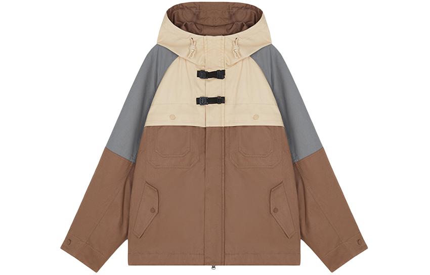 Onitsuka Tiger Brown Hoodie Jacket with Logo Patch and Zipper 2181A595-200