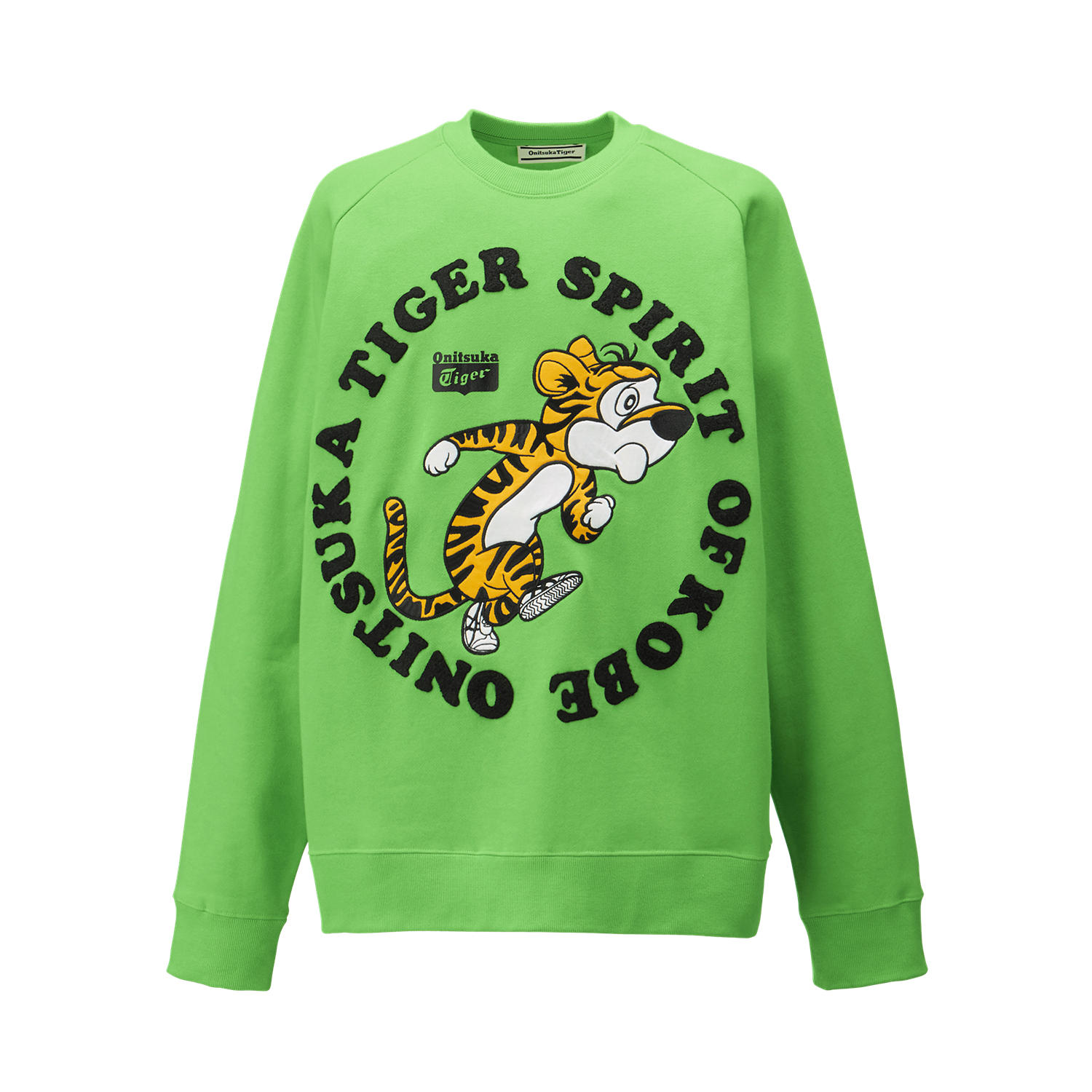Onitsuka Tiger Cartoon Letter Graphic Green Pullover Sweatshirt Unisex 2183B180-301