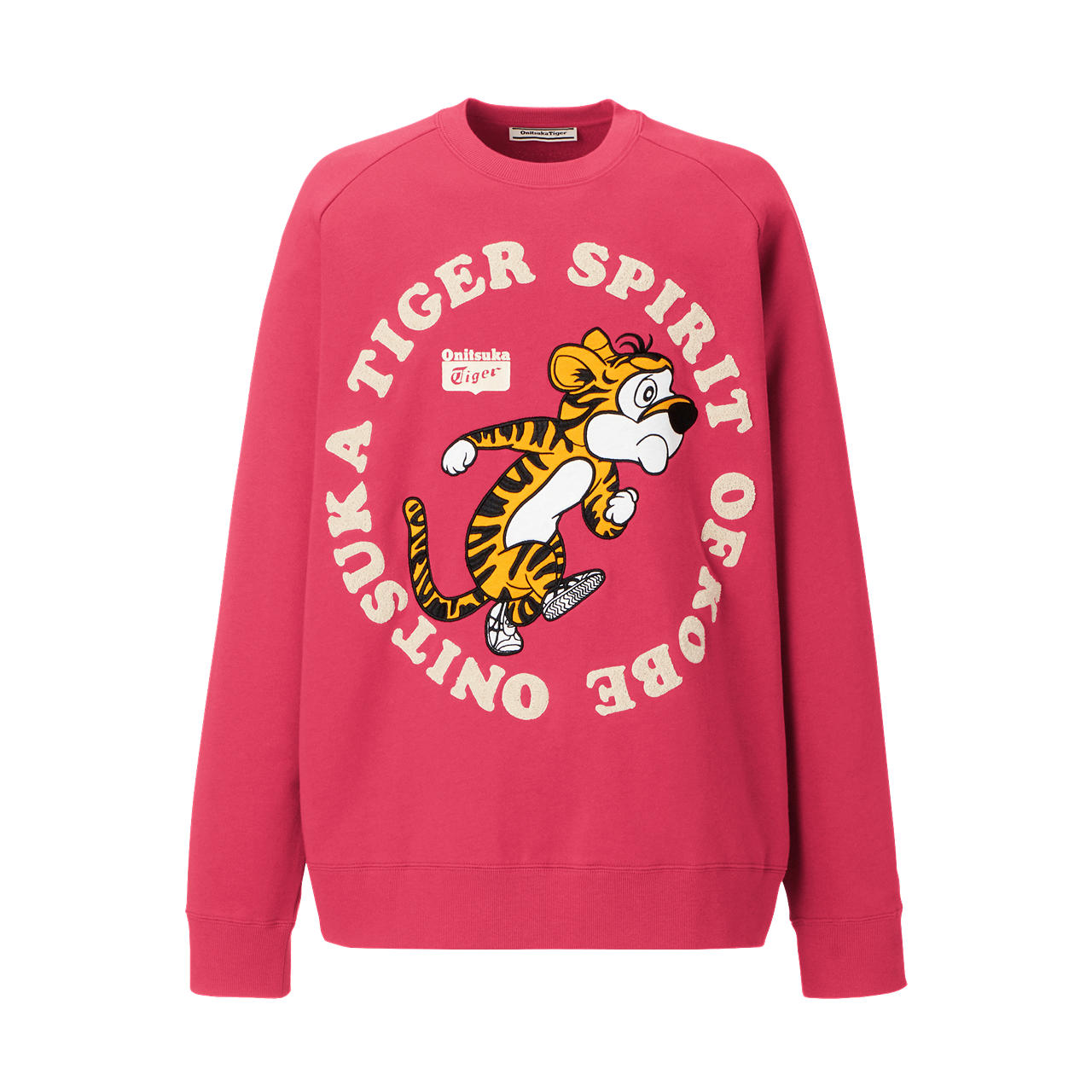 Onitsuka Tiger Cartoon Letter Graphic Pink Unisex Crewneck Sweatshirt 2183B180-700