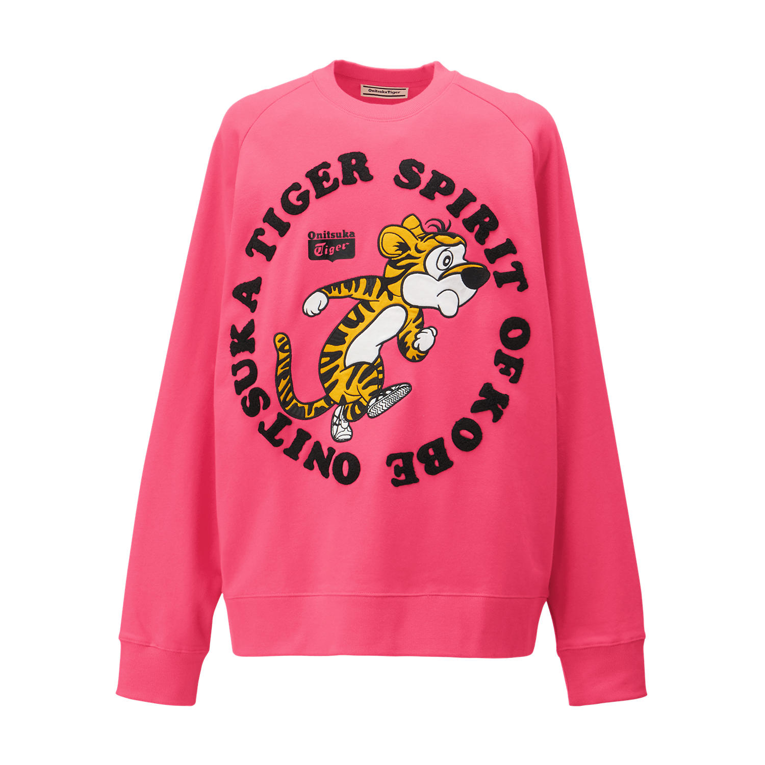 Onitsuka Tiger Cartoon Letter Print Pink Unisex Sweatshirt Casual Long Sleeve 2183B180-701
