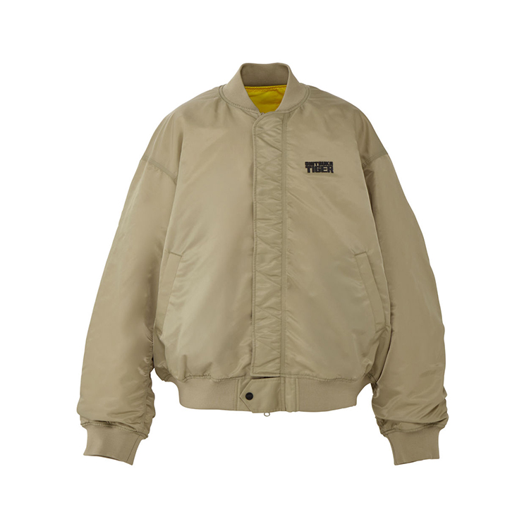 Onitsuka Tiger DENIVITA Bomber Jacket Unisex Beige Fashion Baseball Coat. 2183B496-250