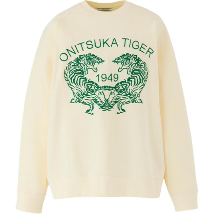 Onitsuka Tiger FW24 SWETA TOP Logo Crewneck Pullover Sweatshirt Off-White 2183B406-700