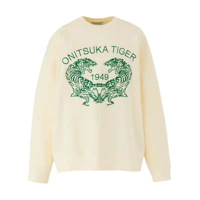 Onitsuka Tiger FW24 SWETA TOP Logo Crewneck Pullover Sweatshirt Off-White 2183B406-700