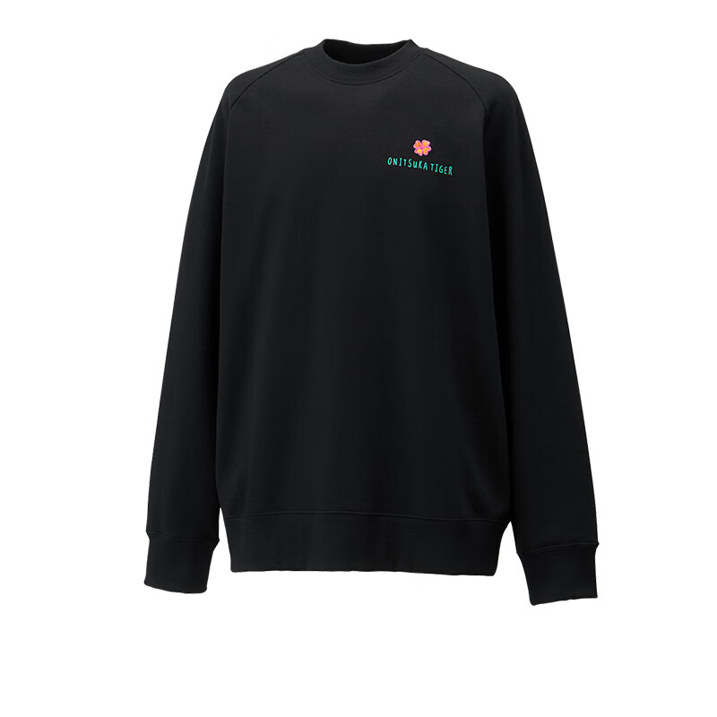Onitsuka Tiger Handwritten Letter Cartoon Design Crewneck Sweatshirt Unisex Black 2183B344-001