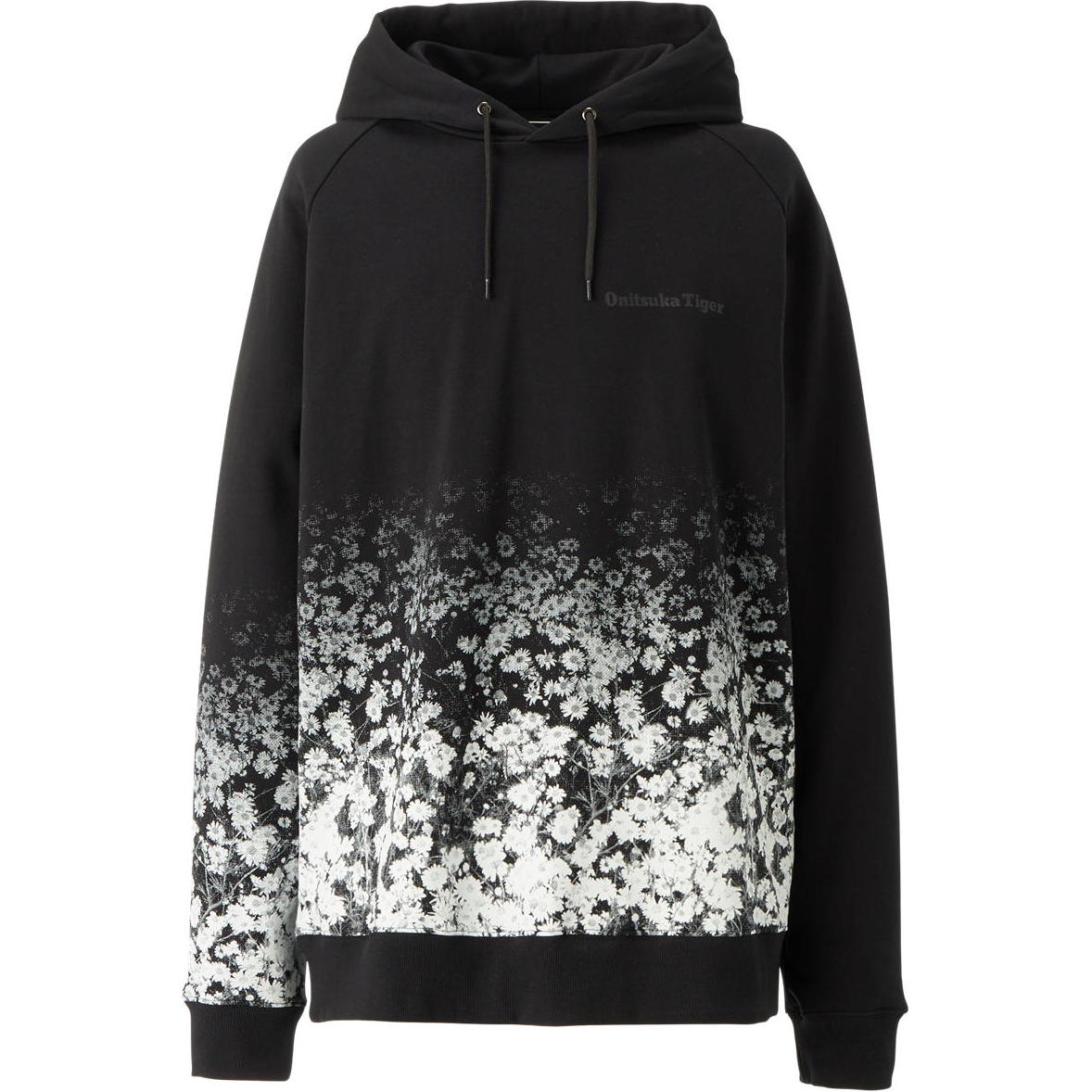 Onitsuka Tiger Hoodie Black Floral Design Unisex Casual Pullover 2183B023-001