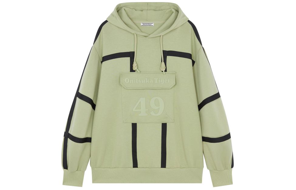 Onitsuka Tiger Hoodie Light Green Striped Print with Logo 2181A684-300