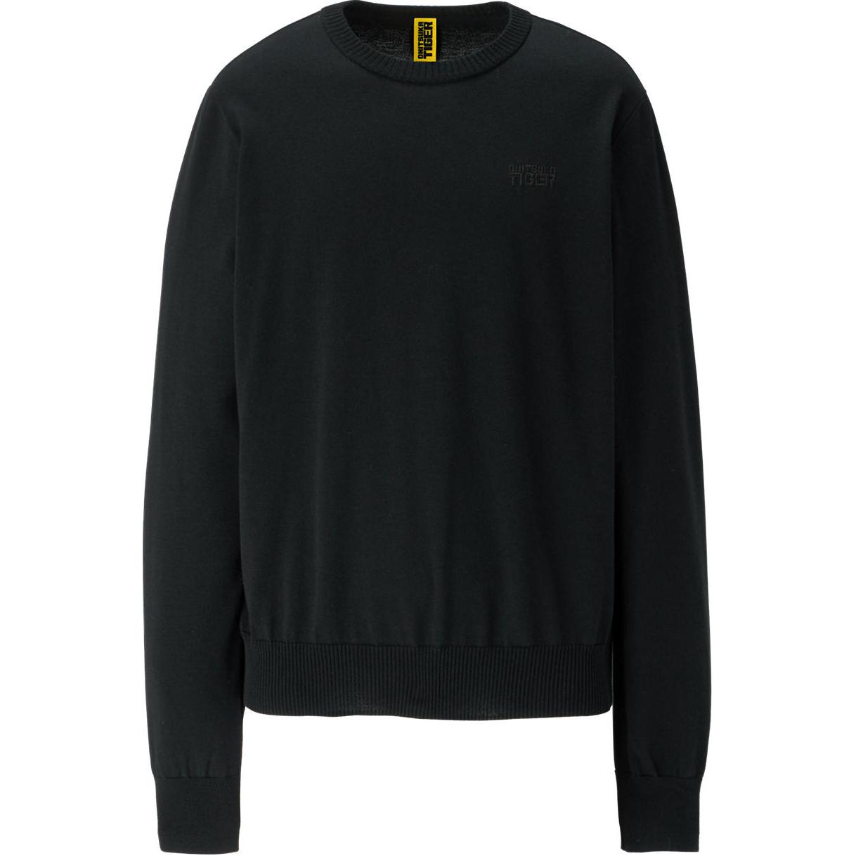 Onitsuka Tiger Knit Top Black Unisex Crewneck Pullover Sweatshirt 2183B347-001
