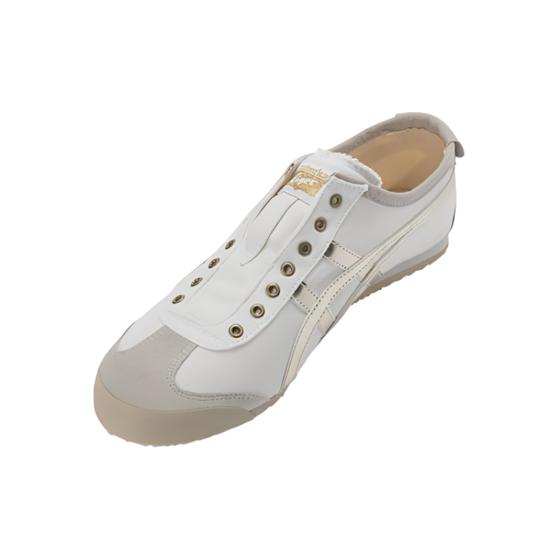 Shop Onitsuka Tiger鬼塚虎 MEXICO 66 免綁圓頭舒適 防滑耐磨 低筒生活休閒鞋 男女同款 米色 韓版