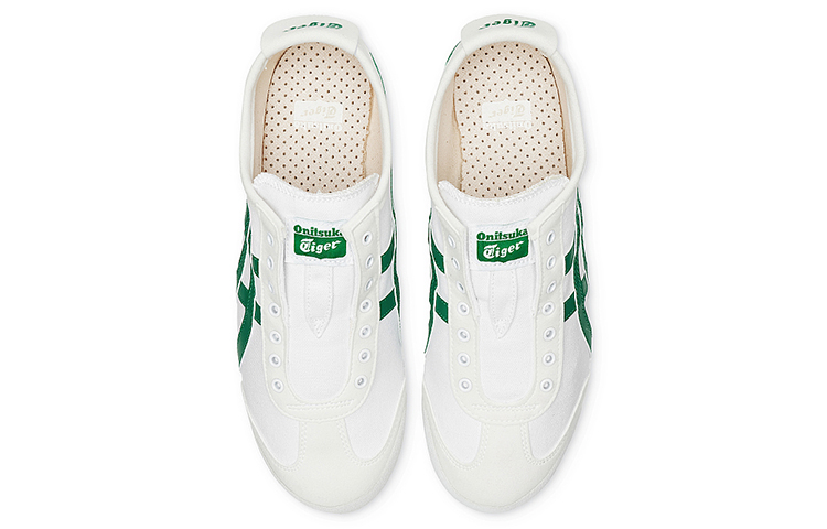 Shop Onitsuka Tiger鬼冢虎 MEXICO 66 無鞋帶復古慢跑鞋 男女同款 白綠