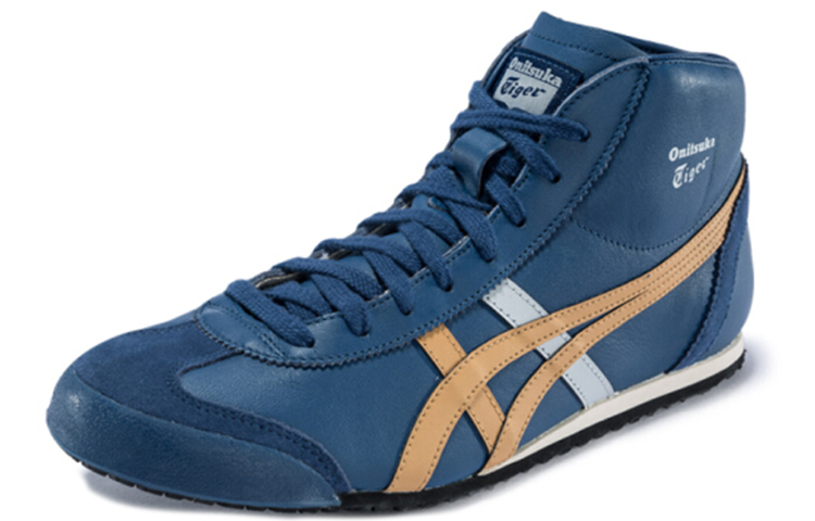 Lookbook Onitsuka Tiger Mexico Mid Runner 'Biru Tua Emas' HL328-400