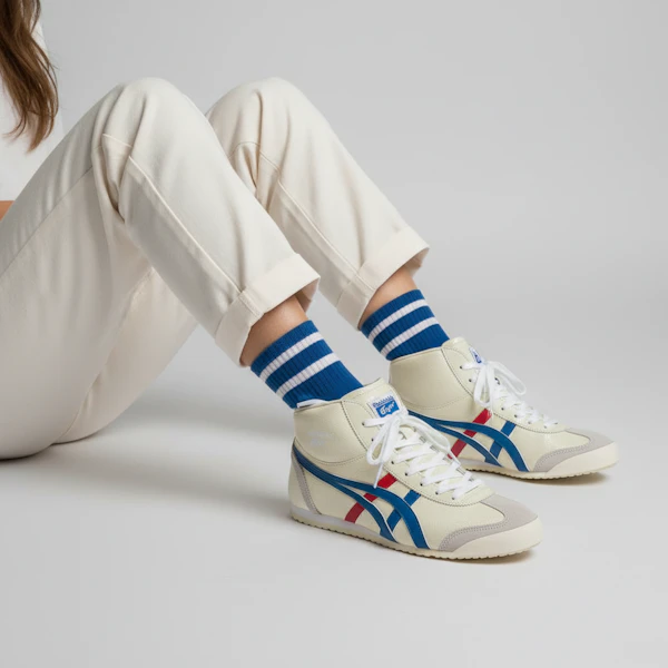 Onitsuka Tiger Mexico Mid Runner Sepatu Sneakers 'Putih' 1183B577-102 Details for Onitsuka Tiger Mexico Mid Runner Sepatu Sneakers 'Putih' 1183B577-102