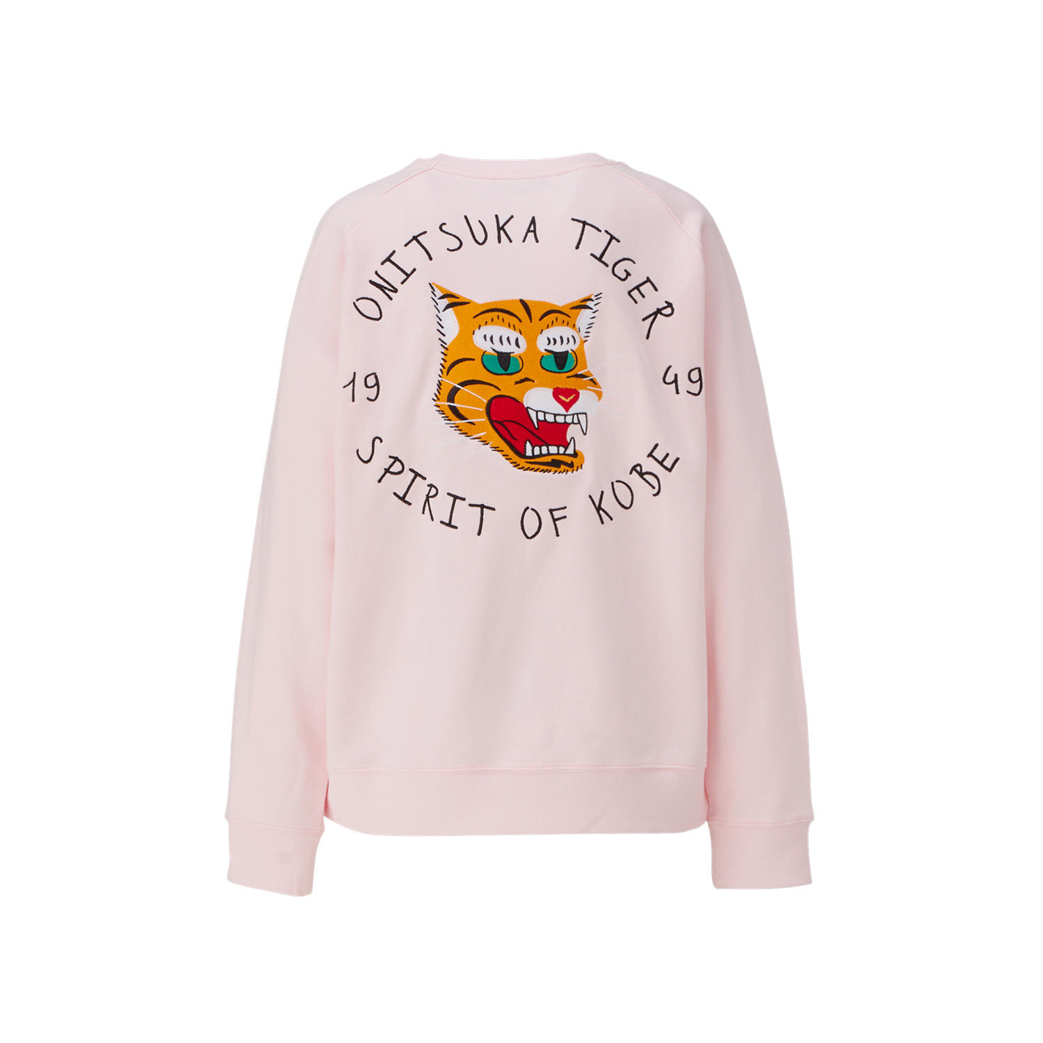 Lookbook Onitsuka Tiger Crewneck Sweatshirt Unisex Pink Graphic Logo Embroider Casual. 2183B182-700