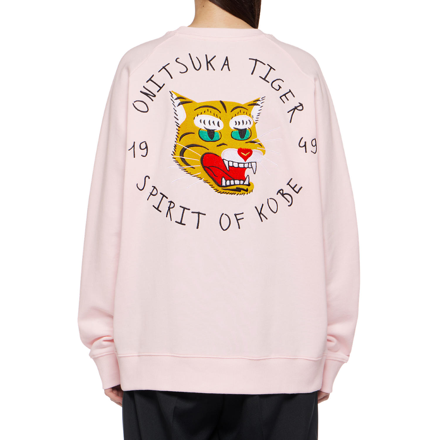 Sizing Onitsuka Tiger Crewneck Sweatshirt Unisex Pink Graphic Logo Embroider Casual. 2183B182-700