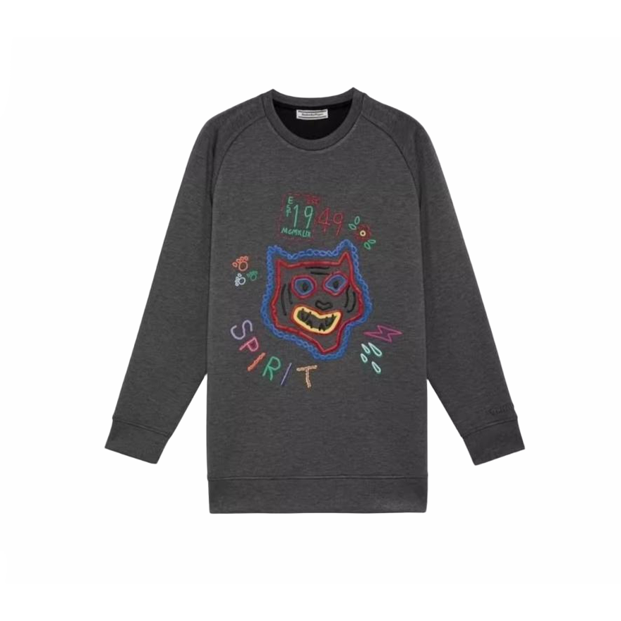 Onitsuka Tiger Pure Color Letter/Number Creative Sweatshirt Grey 2181A747-100