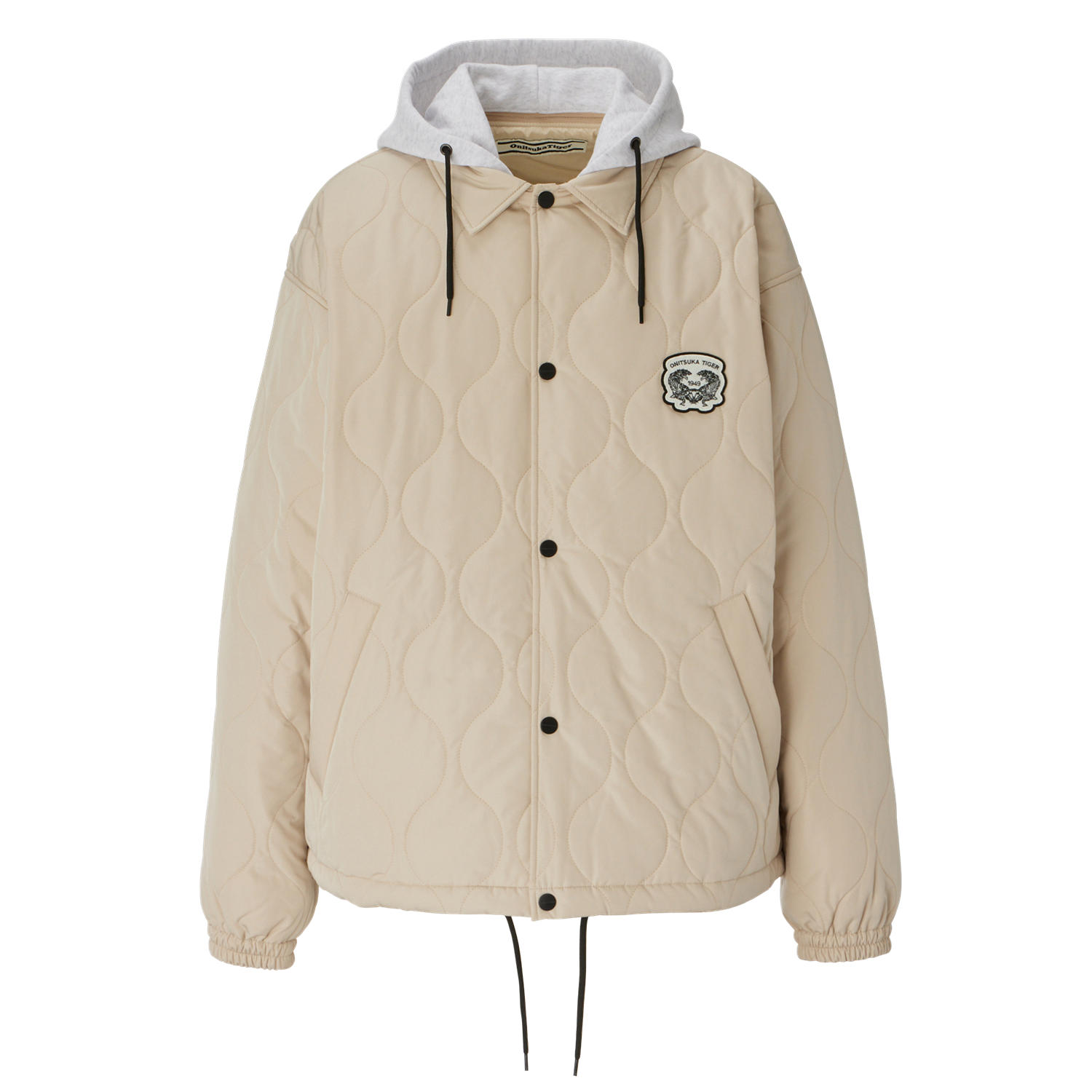 Onitsuka Tiger Quilted Hooded Button-Up Jacket Unisex Beige 2183B416-250