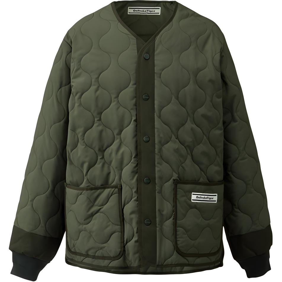 Onitsuka Tiger Quilted Jacket Army Green Casual Loose-Fit Long Sleeve 2181A634-300