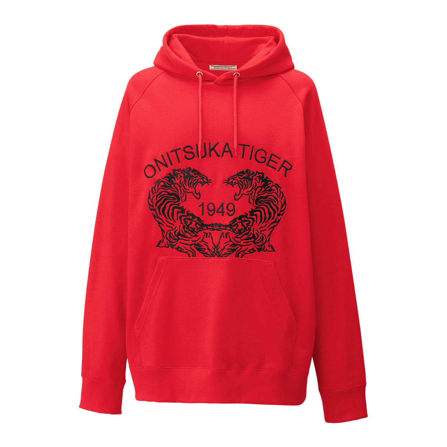 Onitsuka Tiger Red Sweat Hoodie with Embroidered Logo Design Unisex 2183B185-600