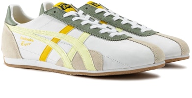 Onitsuka Tiger Runspark Kasut 'Putih Hijau Zaitun Kuning' 1183B480-102 Lookbook Onitsuka Tiger Runspark Kasut 'Putih Hijau Zaitun Kuning' 1183B480-102
