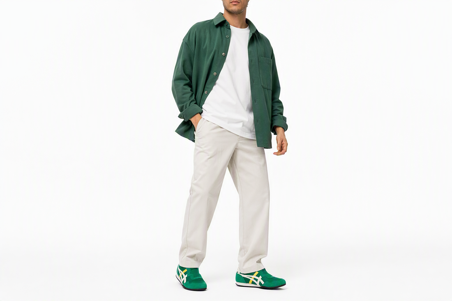 Order Onitsuka Tiger SERRANO SLIP-ON KALE/CREAM Herren/Damen Sneaker 1183C615-300