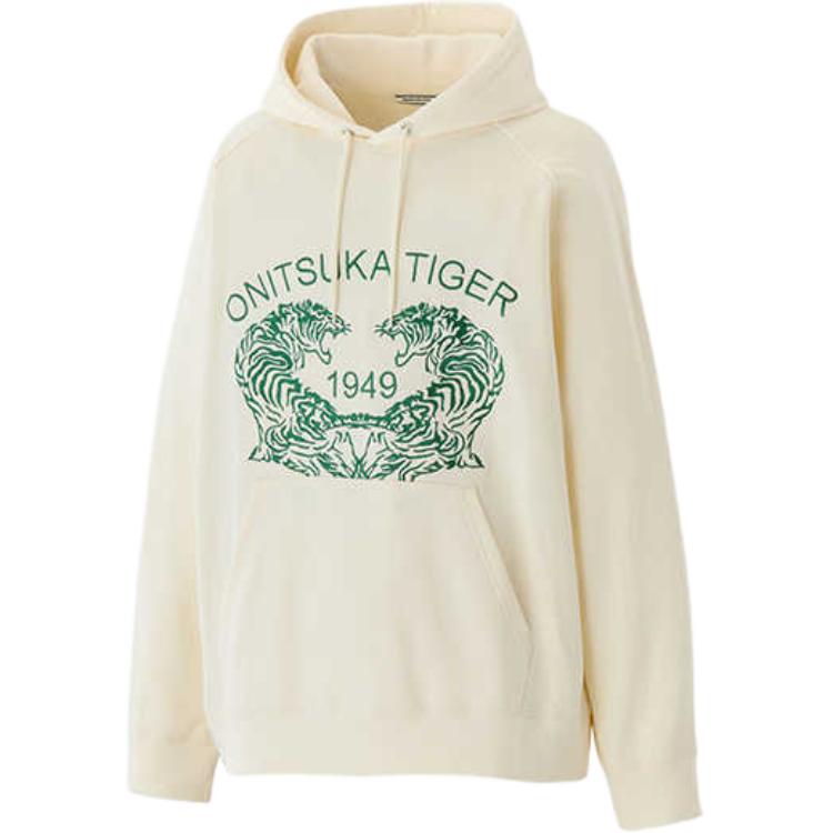 Onitsuka Tiger Sweat Hoodie Unisex Casual Loose Fit Pullover - Off White. 2183B185-700