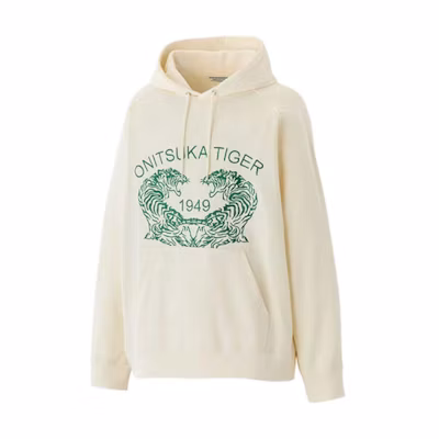 Onitsuka Tiger Sweat Hoodie Unisex Casual Loose Fit Pullover - Off White. 2183B185-700