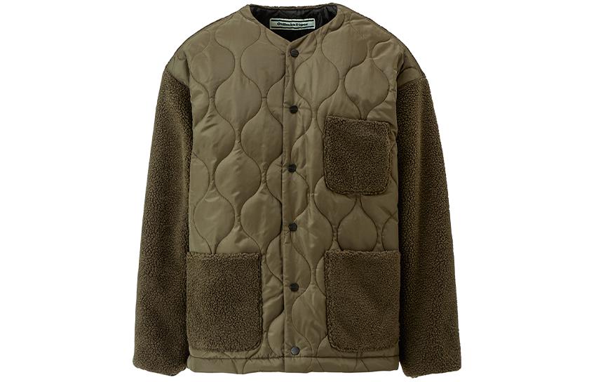 Onitsuka Tiger Two-Tone V-Neck Button-Up Military Green Jacket 2181A538-300