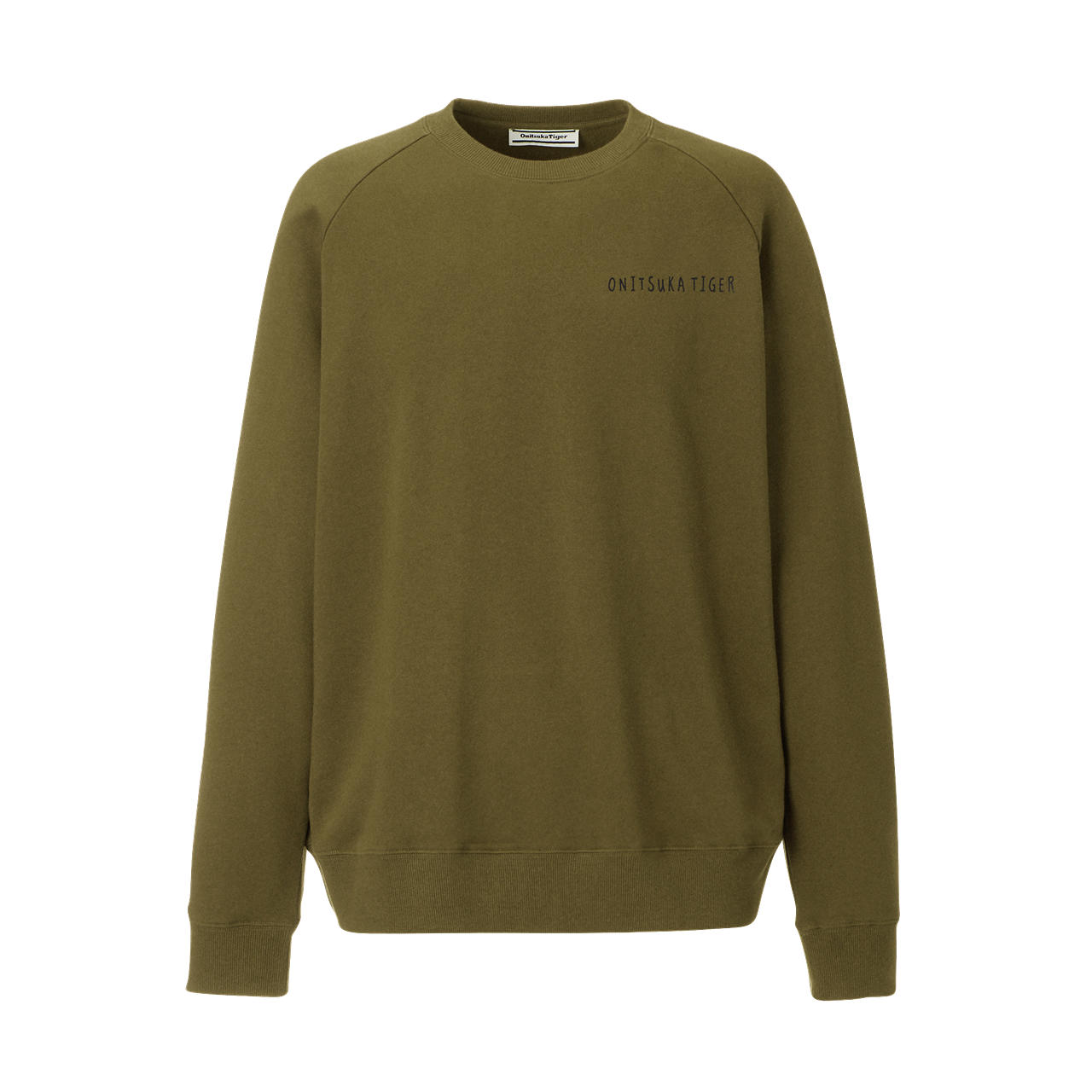 Onitsuka Tiger Unisex Army Green Logo Print Embroidered Crewneck Sweatshirt 2183B182-300