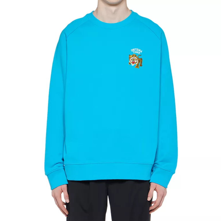 Shop Sudadera Unisex Onitsuka Tiger Azul Oversize de Manga Larga Cuello Redondo. 2183B183-301