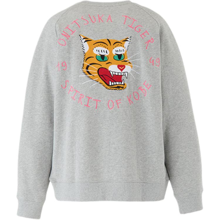 Lookbook Sudadera Unisex Onitsuka Tiger Gris de Manga Larga y Estilo Minimalista 2183B182-020
