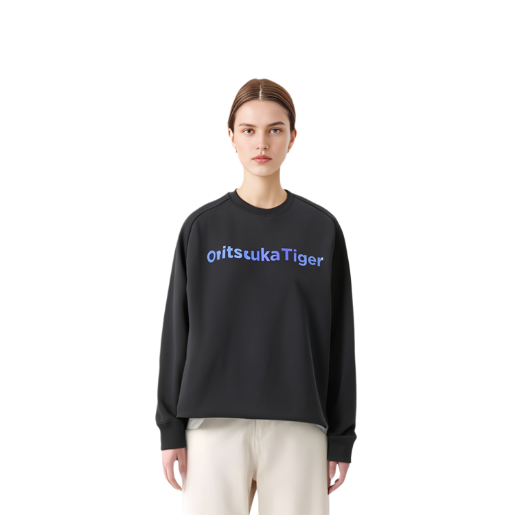 Purchase Sudadera Negra Suave y Cálida Onitsuka Tiger Unisex Cuello Redondo. 2183B307-001