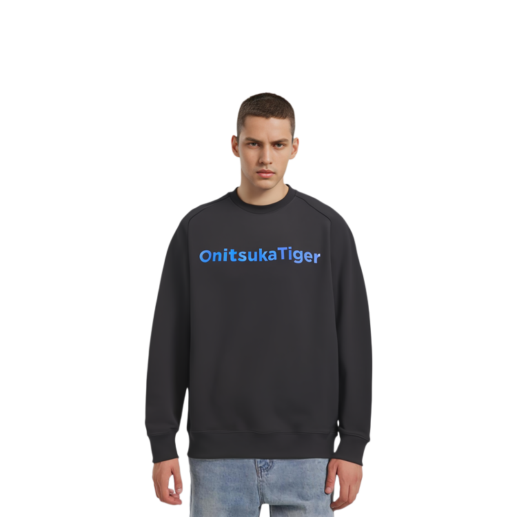 Details for Sudadera Negra Suave y Cálida Onitsuka Tiger Unisex Cuello Redondo. 2183B307-001