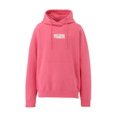 Onitsuka Tiger Unisex Pink Sweat Hoodie with Letter Print - Casual Pullover. 2183B279-700