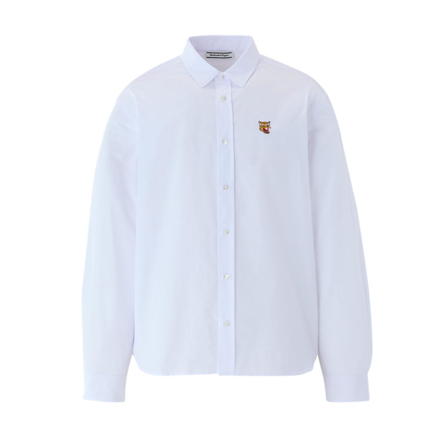 Onitsuka Tiger Unisex White Long Sleeve Button-Up Polo Shirt 2183B395-100