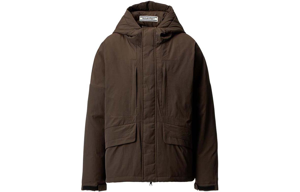 Onitsuka Tiger Winter Coat Brown Hooded Long-Sleeve Casual Jacket 2181A545-300