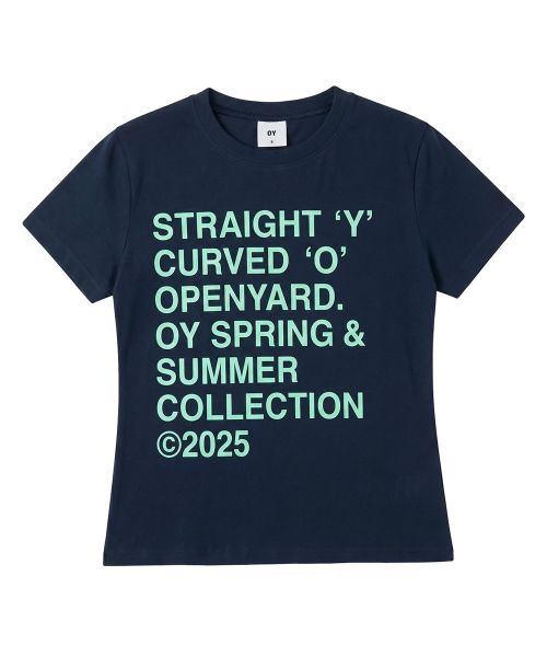 Shop OPENYARD (OY) 粗体字海军蓝T恤 OYBFS1TE050NA