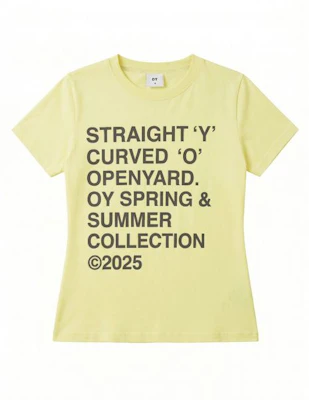 OPENYARD (OY) Bold Letters Yellow Tee OYBFS1TE050YE Shop OPENYARD (OY) Bold Letters Yellow Tee OYBFS1TE050YE
