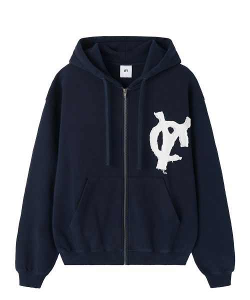 Openyard (Oy) Logo Patch Zip-Up Hoodie - Navy OYBDF1SW108NA
